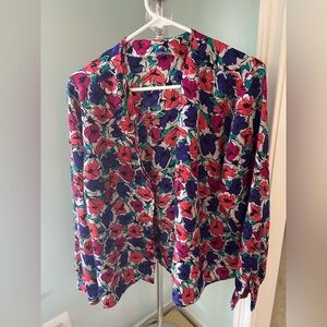 Vintage Floral Button-Up Blouse